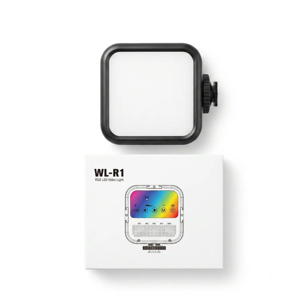 Retail packaging of RGB mini pocket LED photography light
