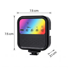Compact RGB pocket LED light size 75x75x31mm lightweight design