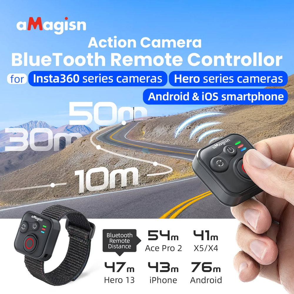 aMagisn Bluetooth remote controller for Insta360, GoPro, and Smartphones.