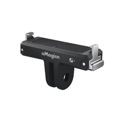 Sleek Black aMagisn magnetic quick release mount for Insta360 GO Ultra featuring a secure dual-claw locking mechanism.