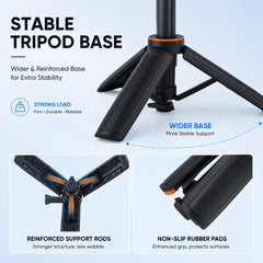 Anti slip tripod base with enhanced stability for action cameras