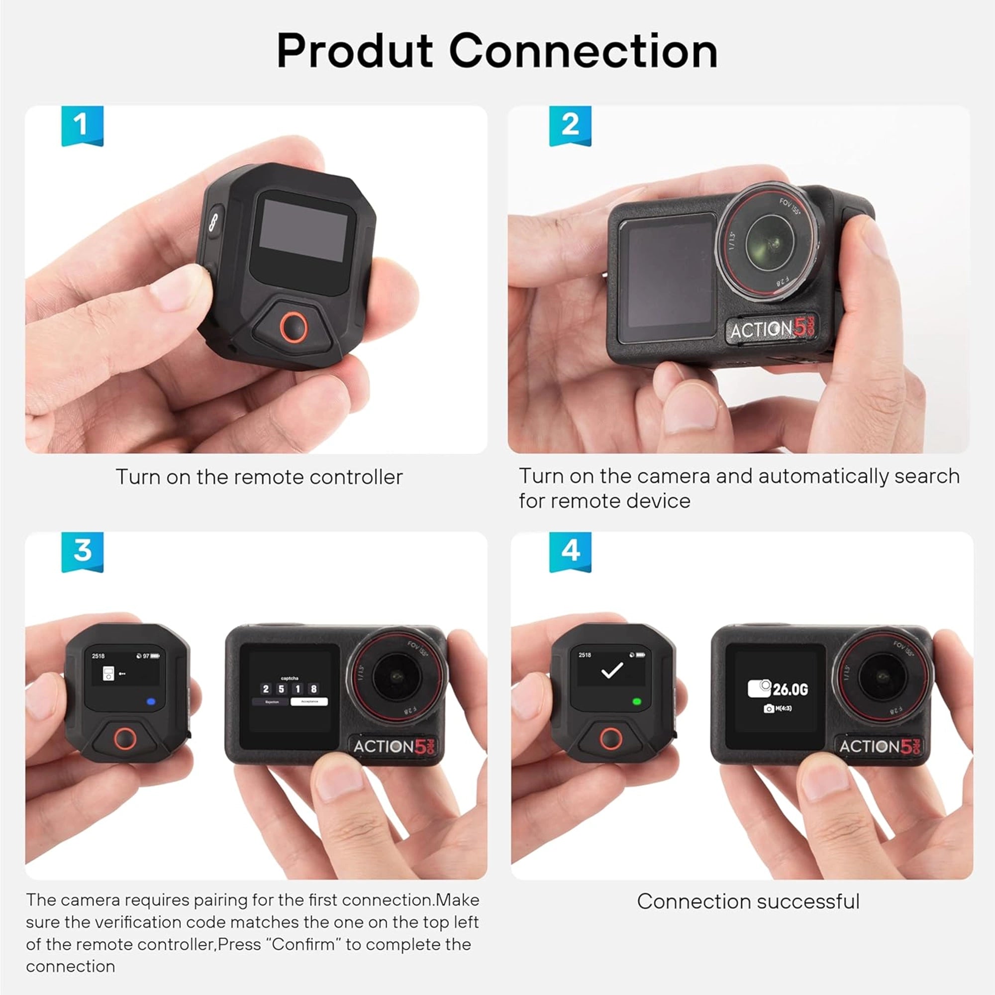 Stable 25m Bluetooth 5.0 connection for single or multi-camera synchronization.