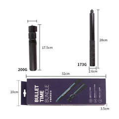 Size and weight specifications for the selfie stick and tripod components.