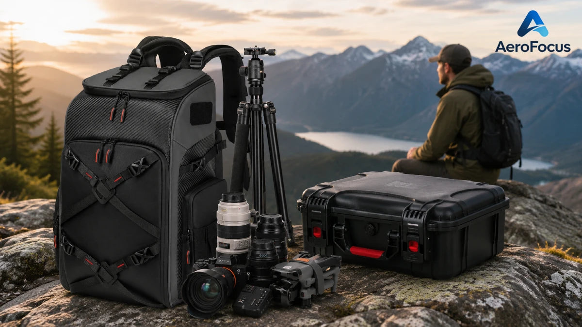 Camera bags, FPV backpacks, drone carrying cases and gear storage organizers for travel and equipment protection