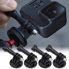 Demonstration of connecting a GoPro camera to the mount adapter.