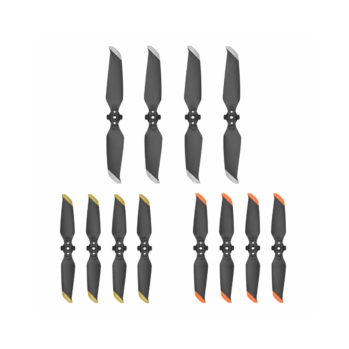 DJI AIR 2S propellers in black gold edge black silver edge and black orange edge