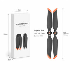 DJI AIR 2S 7238F propellers dimensions showing 18.3 by 9.7 cm