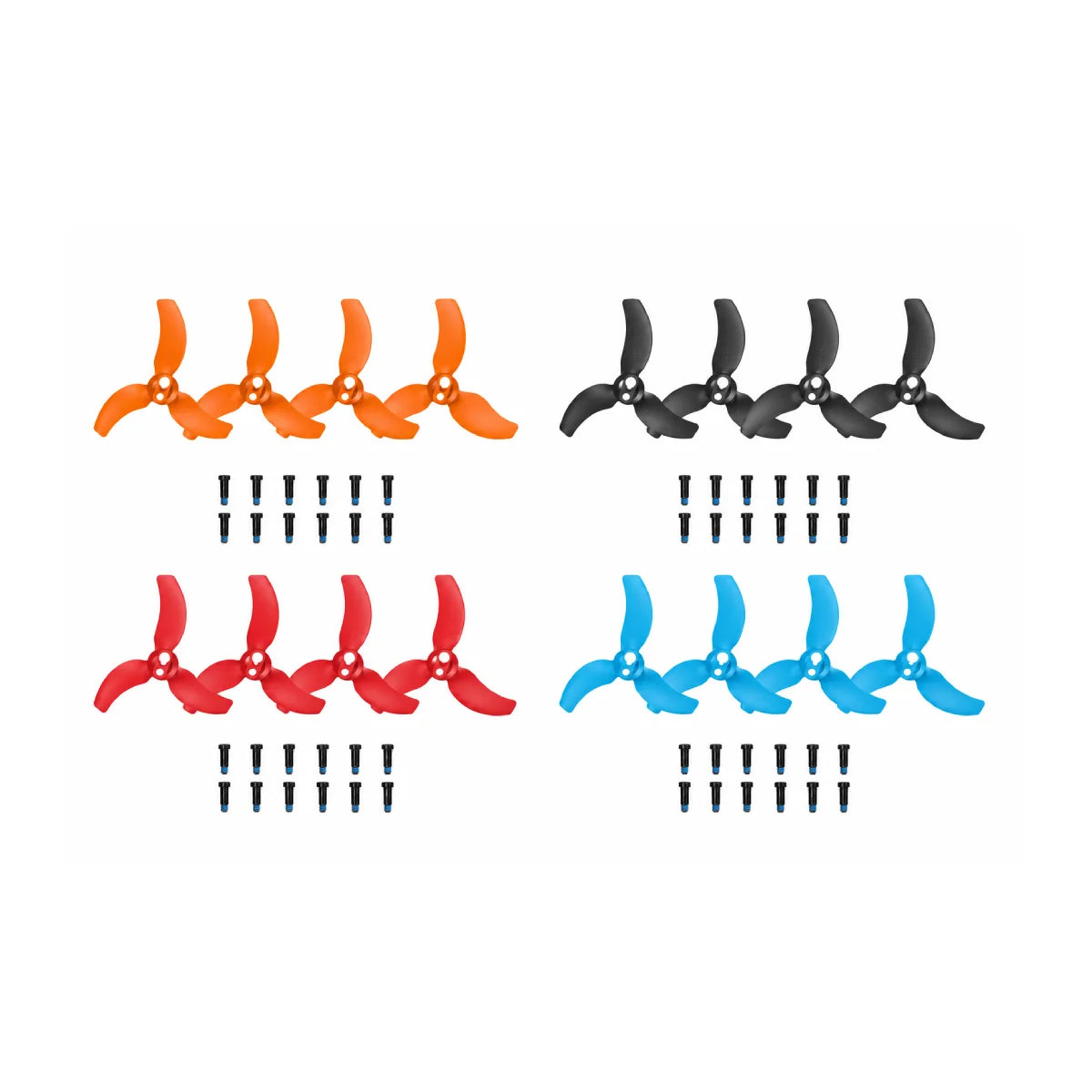 DJI AVATA 2 propellers in black, orange, blue, and red color options