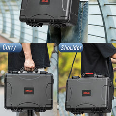 Drone pilot carrying the DJI Avata 360 waterproof case in an outdoor setting.