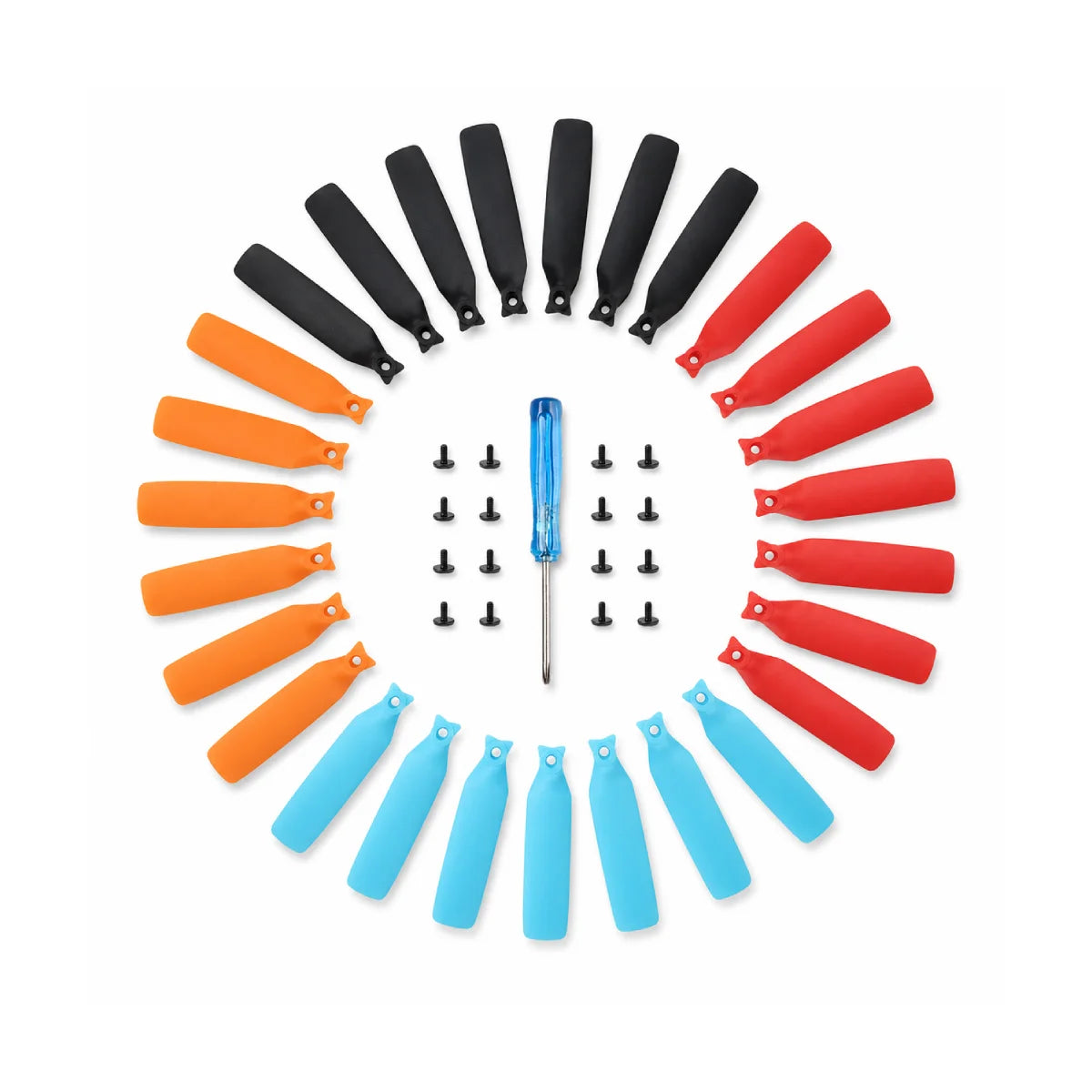 DJI FLIP 4022F propellers set showing Black, Red, Orange, Blue