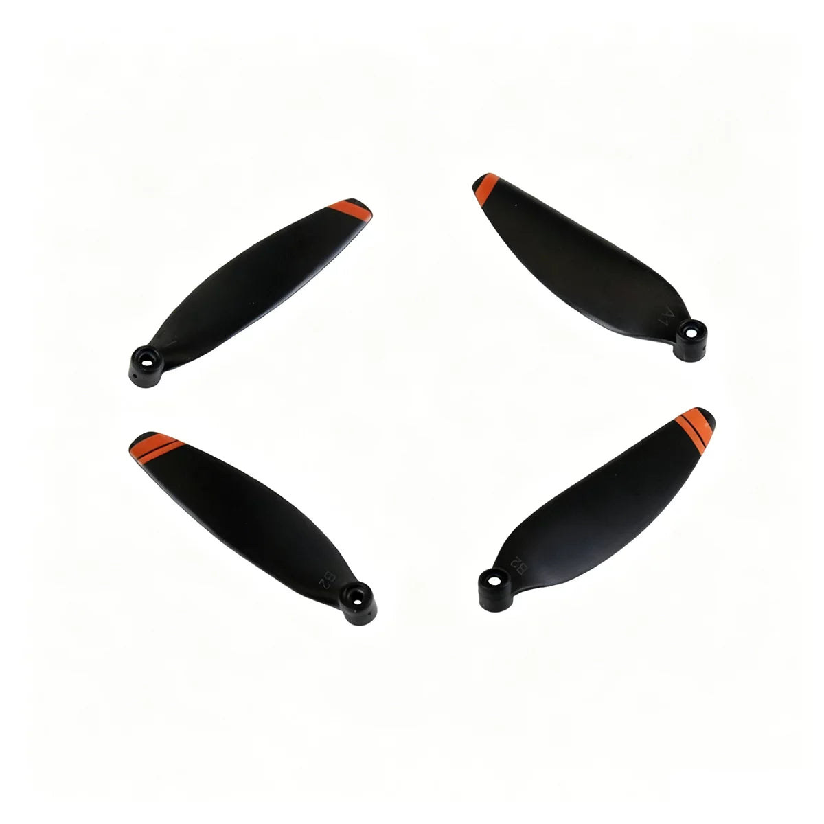 Four DJI Mini 2 propeller blades laid out for display