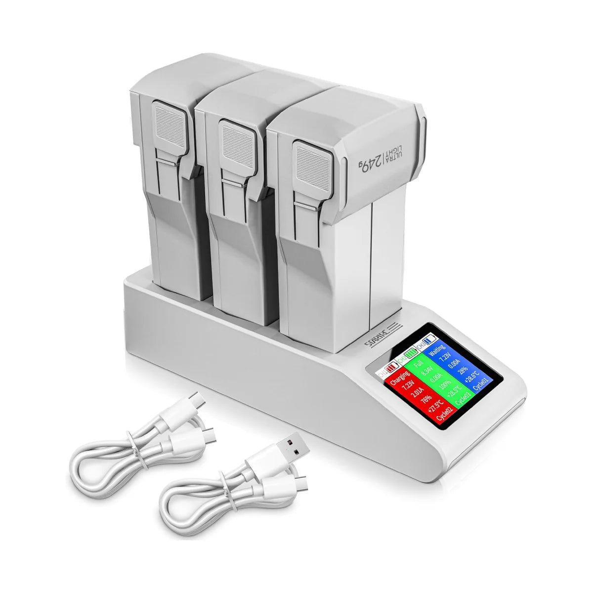 STARTRC DJI Mini 4 Pro charging hub with smart LCD display.