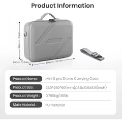 Dimensions and size comparison of STARTRC DJI Mini 5 Pro storage bag.