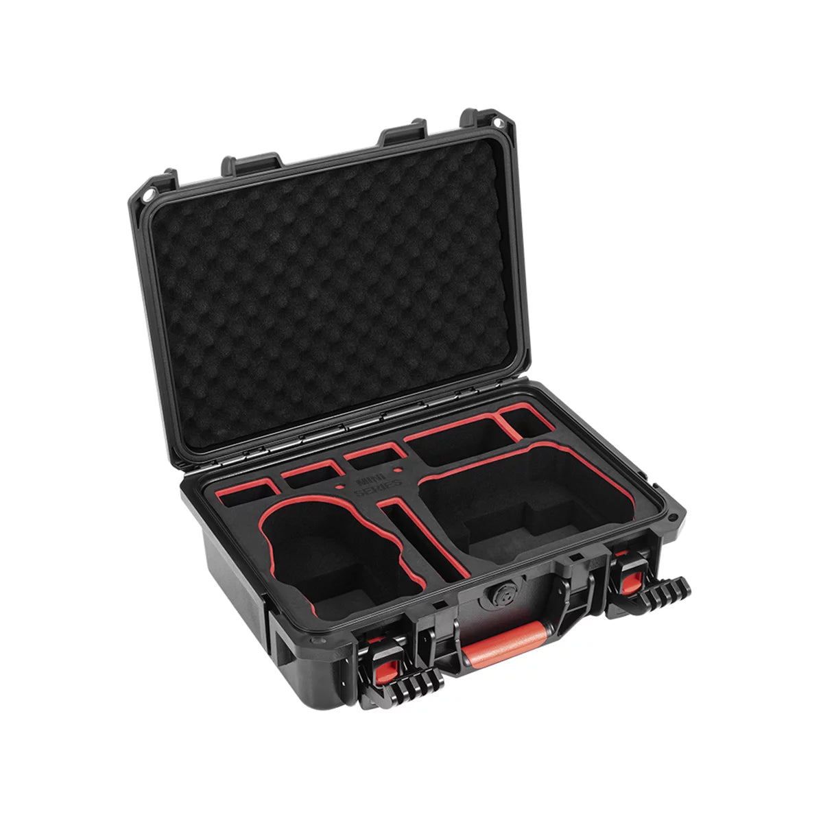 Detailed internal layout of STARTRC Mini 5 Pro case for drone, RC 2, and batteries.