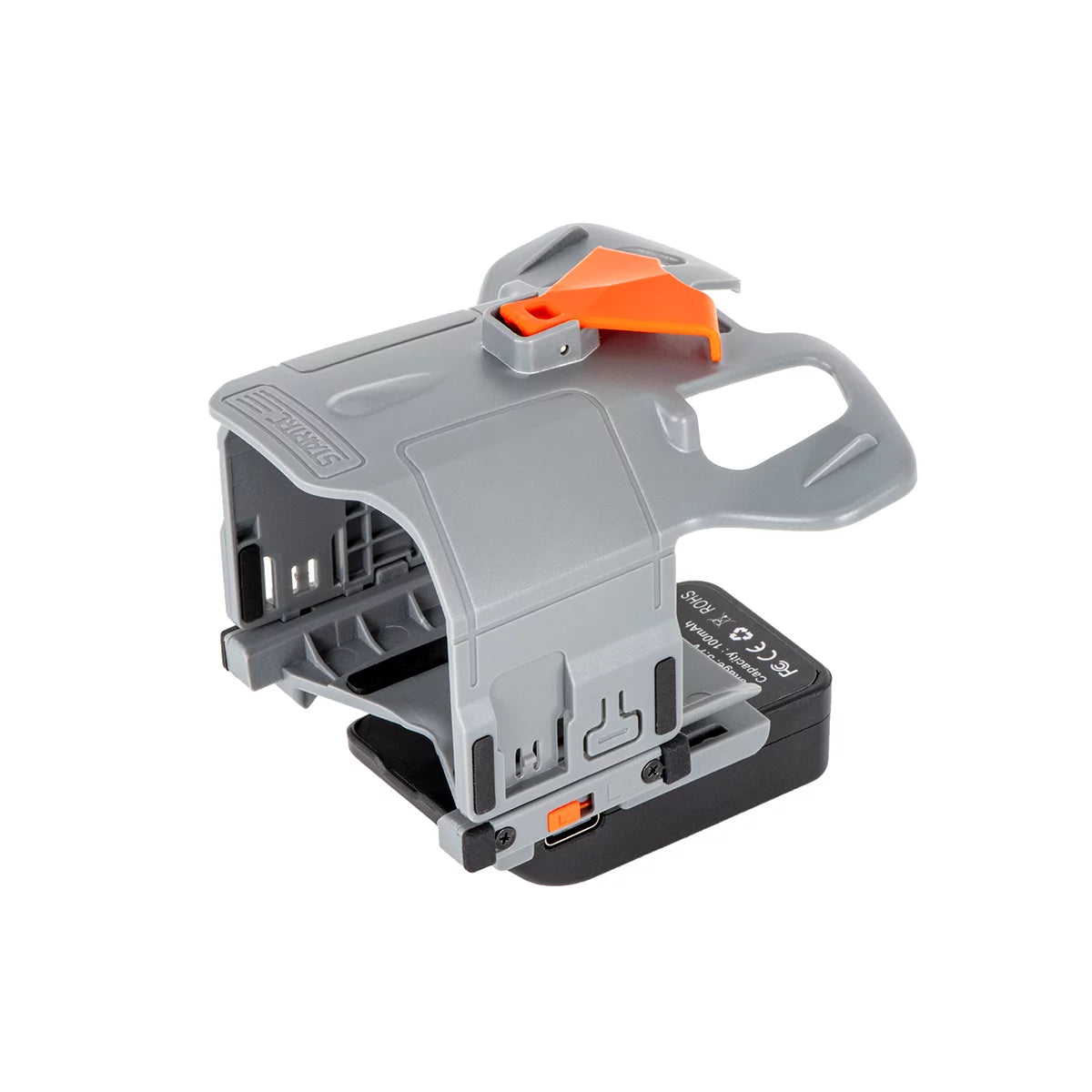 Bracket functioning as a secure propeller holder for DJI Mini 5 Pro storage.