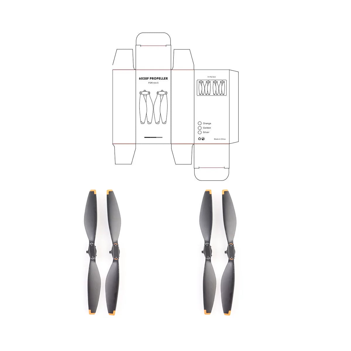 Retail color box packaging for Aerofocus Mini 5 Pro propellers