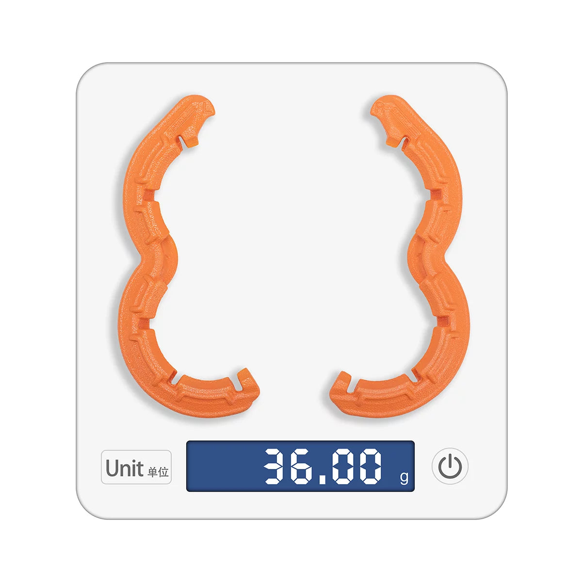 Digital scale showing the 36g lightweight design of the Neo 2 buoyancy bumper.