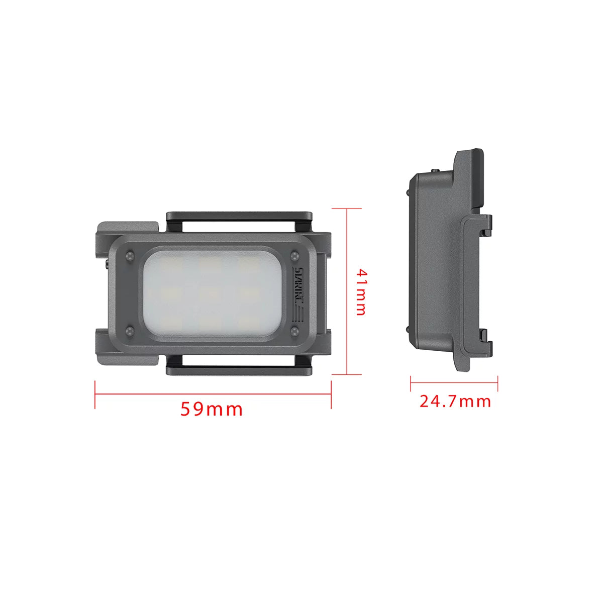 Technical dimensions of DJI Neo 2 10mm leg extensions.