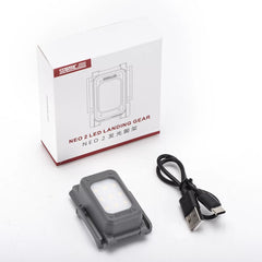 Package contents including DJI Neo 2 LED landing gear, Type-C cable, and manual.