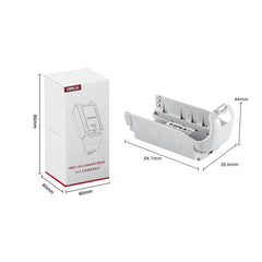 Dimensions and color box packaging of the DJI Neo foldable landing gear.