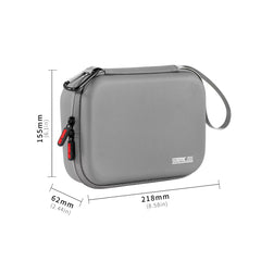 Product dimensions of DJI OM 7 mini travel case.