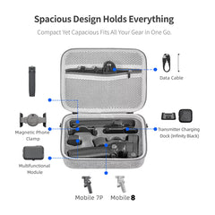 List of compatible accessories for DJI OM 8 accessories travel case.