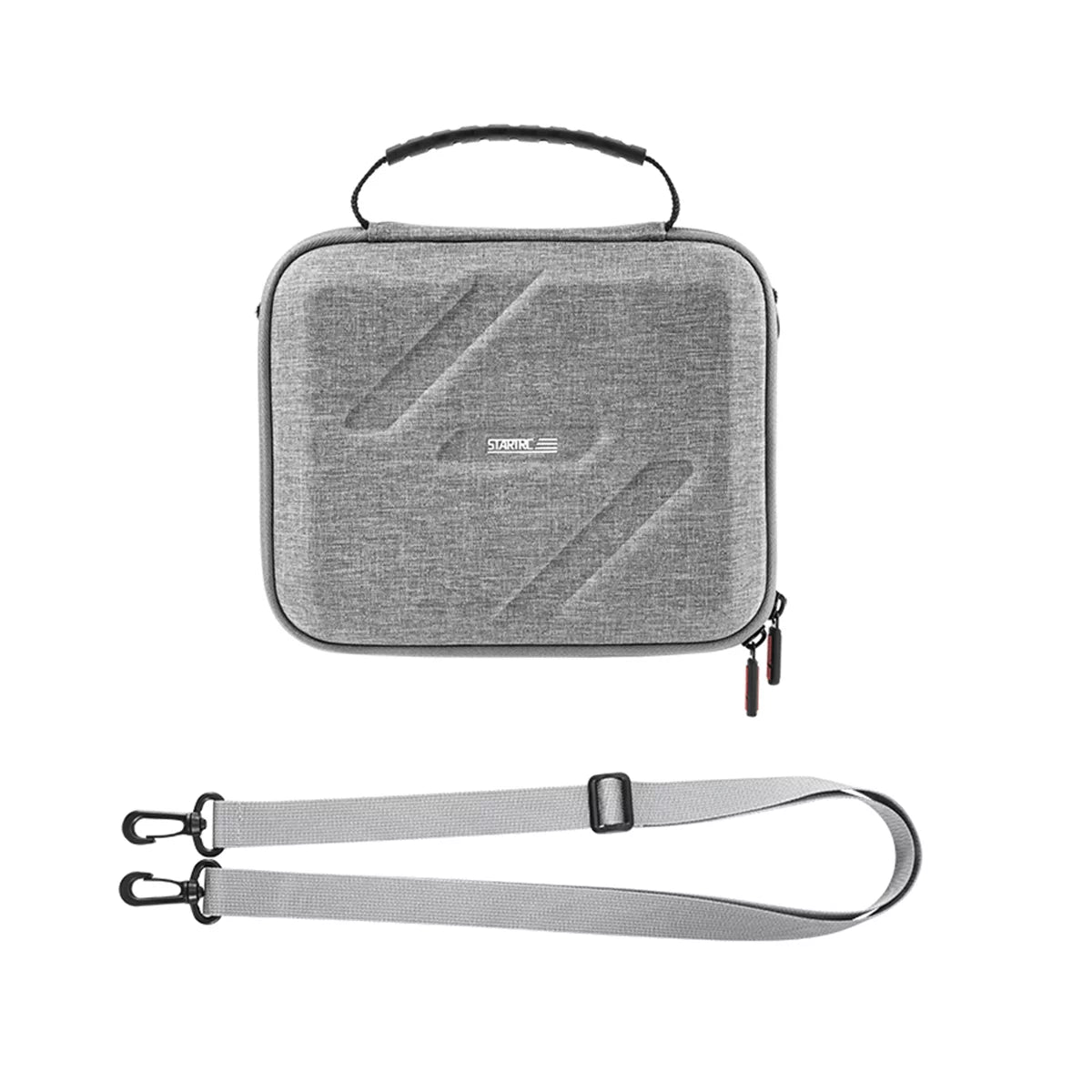 Package contents of DJI OM 8 nylon storage case including shoulder strap.