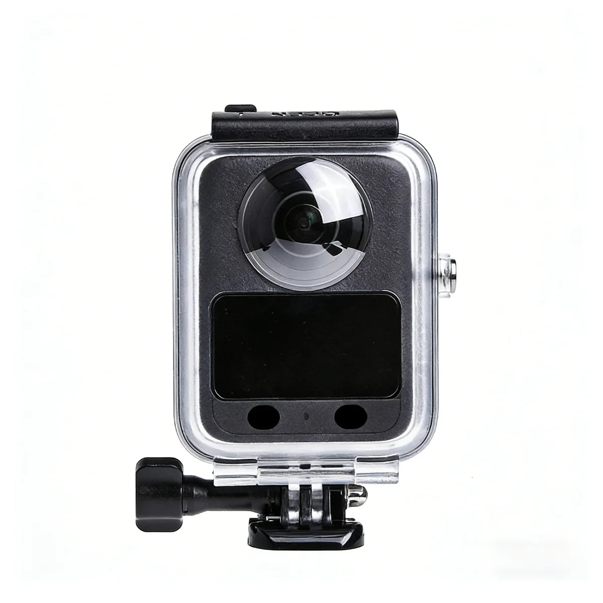 DJI Osmo 360 camera securely fitted inside the diving housing.
