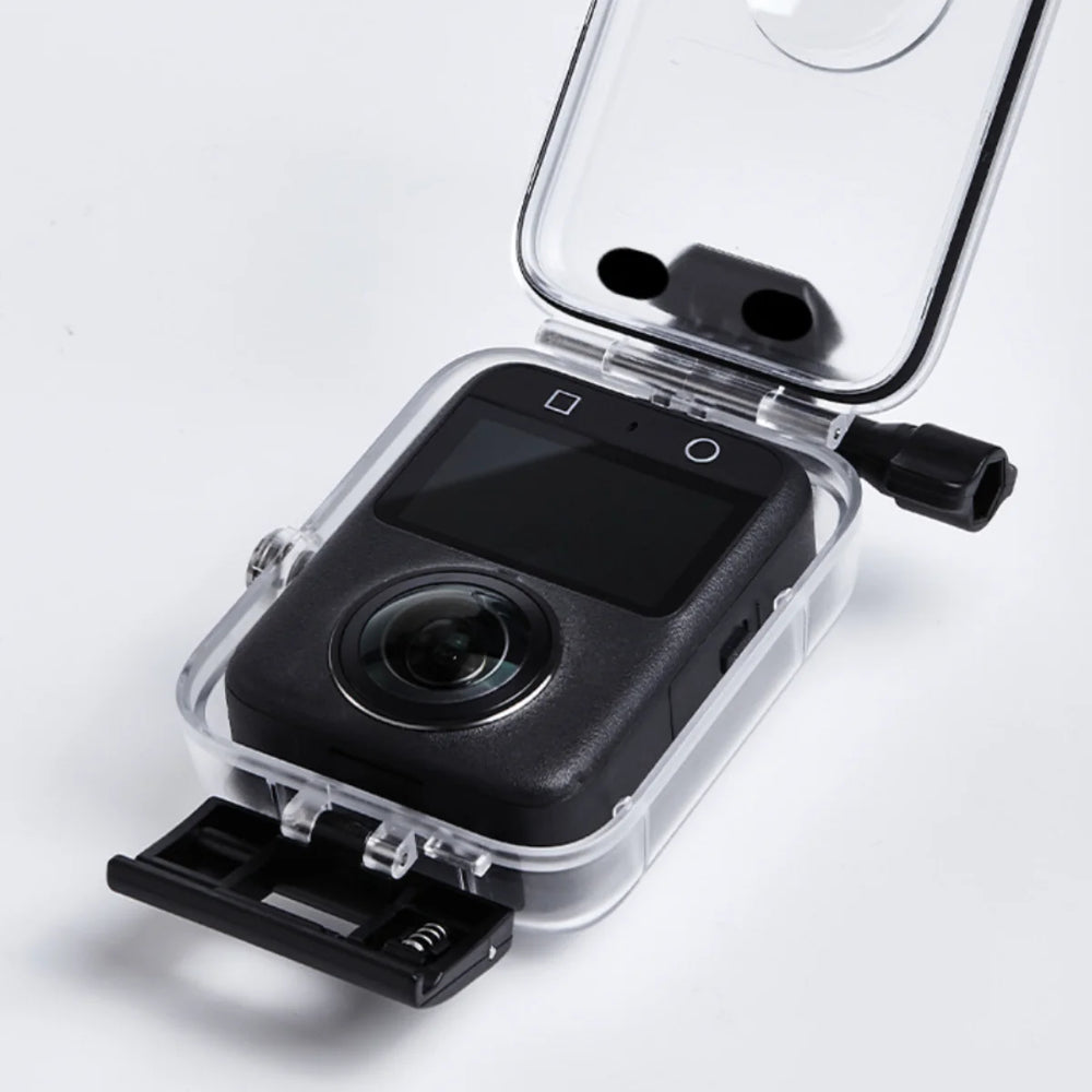 Open view of the DJI Osmo 360 case showing the secure locking mechanism.