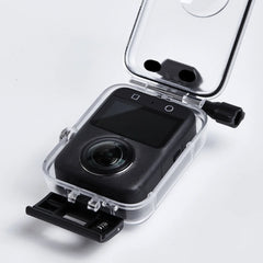 Open view of the DJI Osmo 360 case showing the secure locking mechanism.