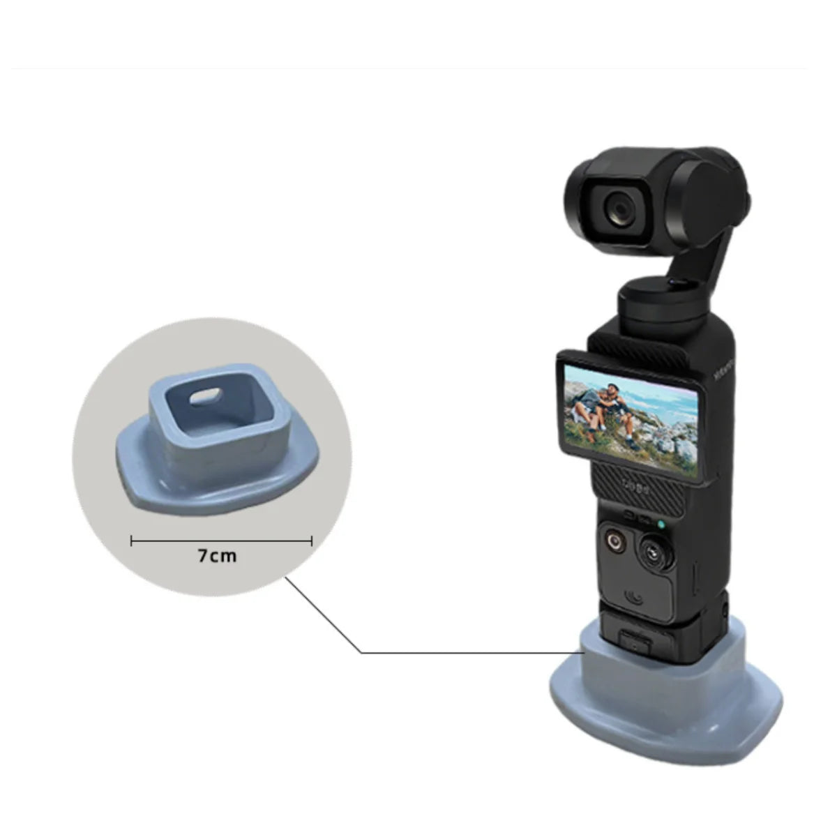 Wide anti-slip bottom design ensuring maximum stability for Osmo Pocket 3.