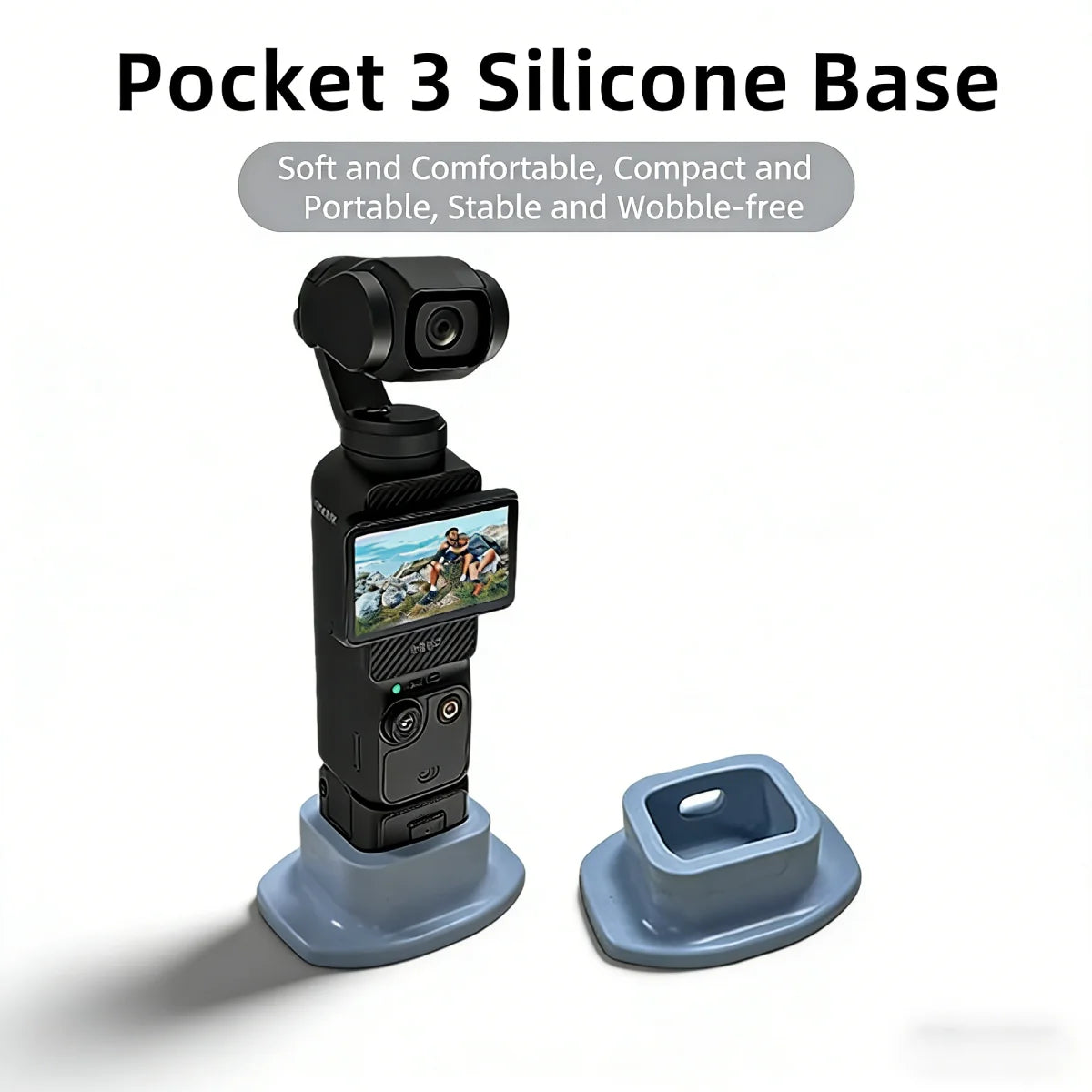 Blue silicone stand base for DJI Osmo Pocket 3.