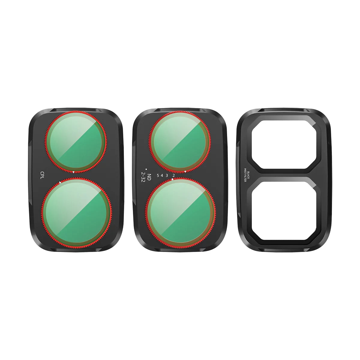 three filters for DJI OSMO Pocket 4P including CPL, VND2-5, and Black Mist shown together on white background