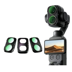 Quick release dual-lens filter installed on DJI Osmo Pocket 4P