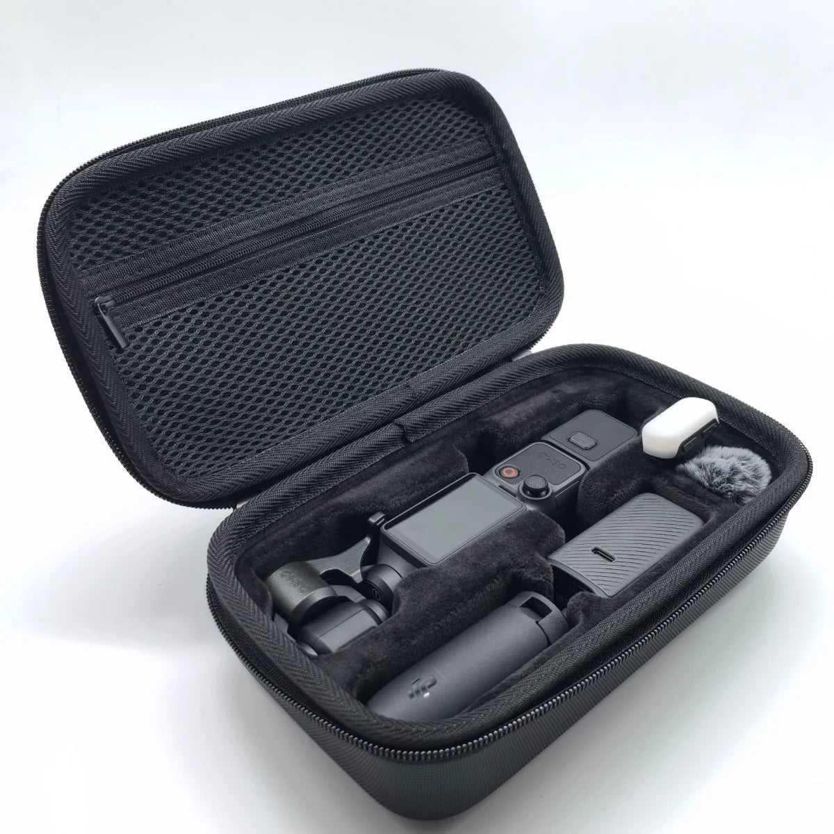 Black DJI Pocket 4 combo case loaded with creator combo accessories.