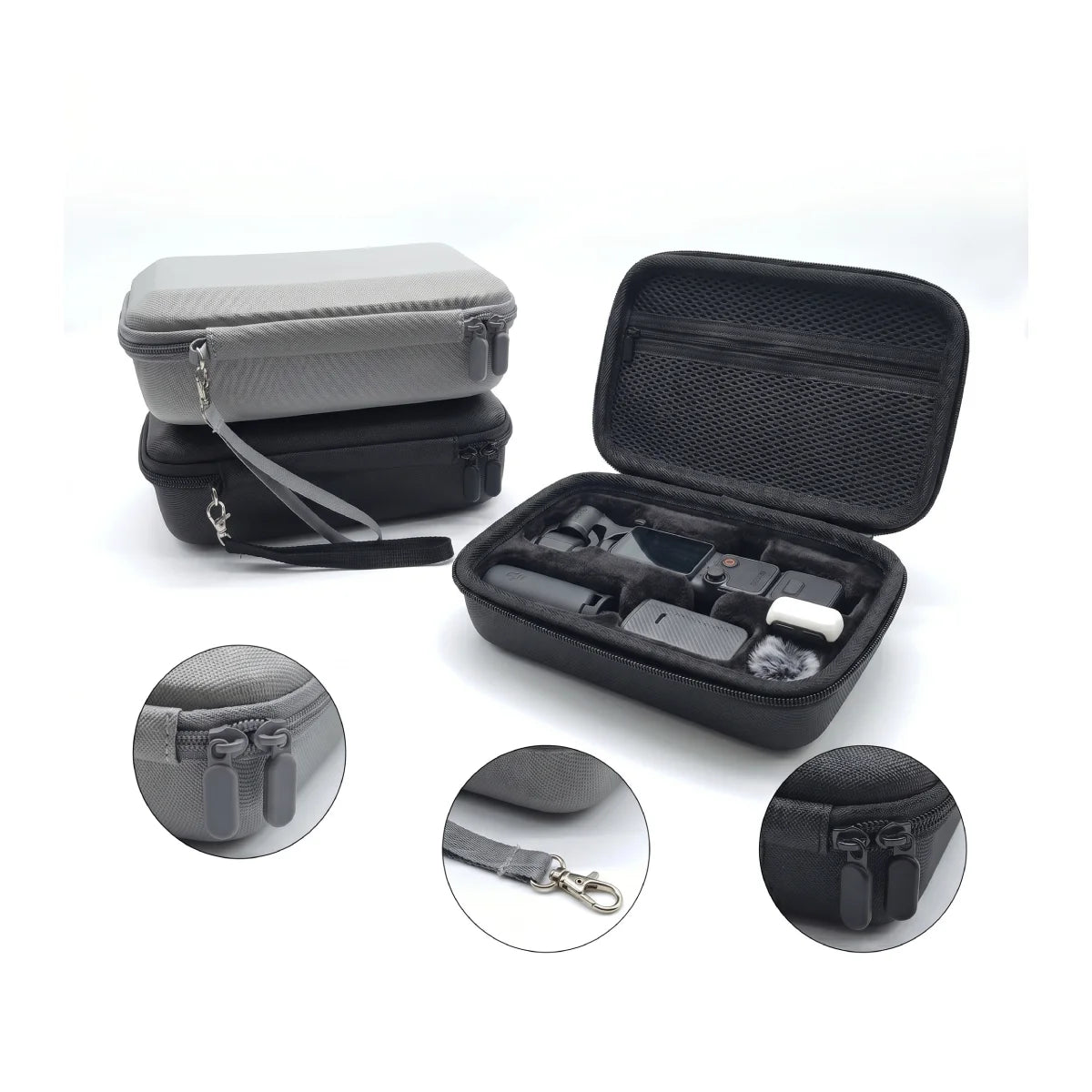DJI Pocket 4 combo case wholesale main view in black and grey.