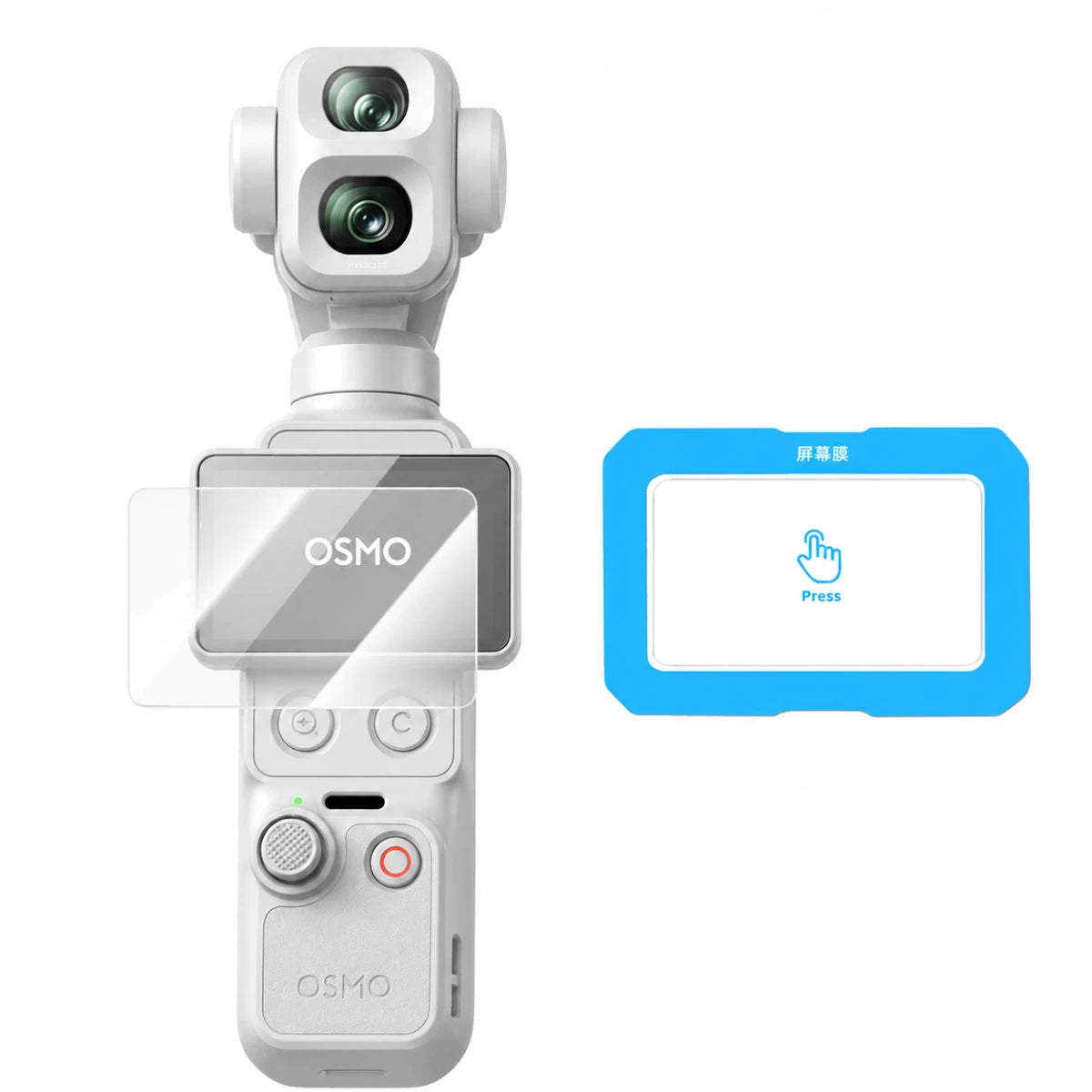 DJI Pocket 4 with clear tempered glass screen protector