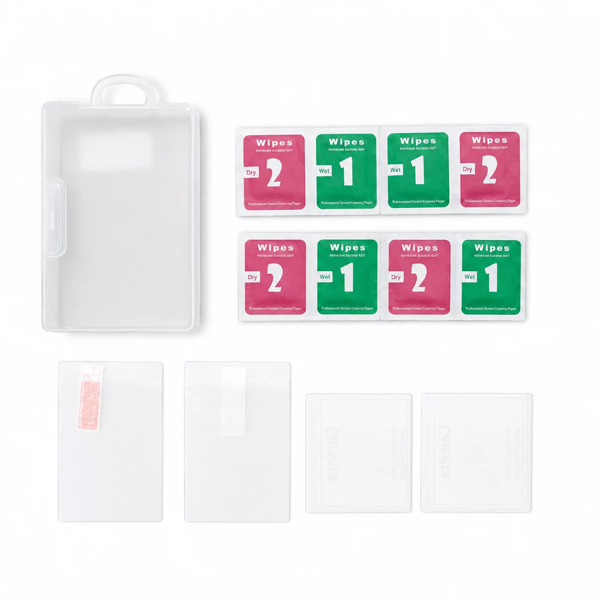 DJI Pocket 4 screen protector wholesale package contents with two screen films two gimbal films and cleaning packs