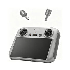 Front view of a DJI RC 2 controller for Mini 4 Pro with aluminum sticks installed.