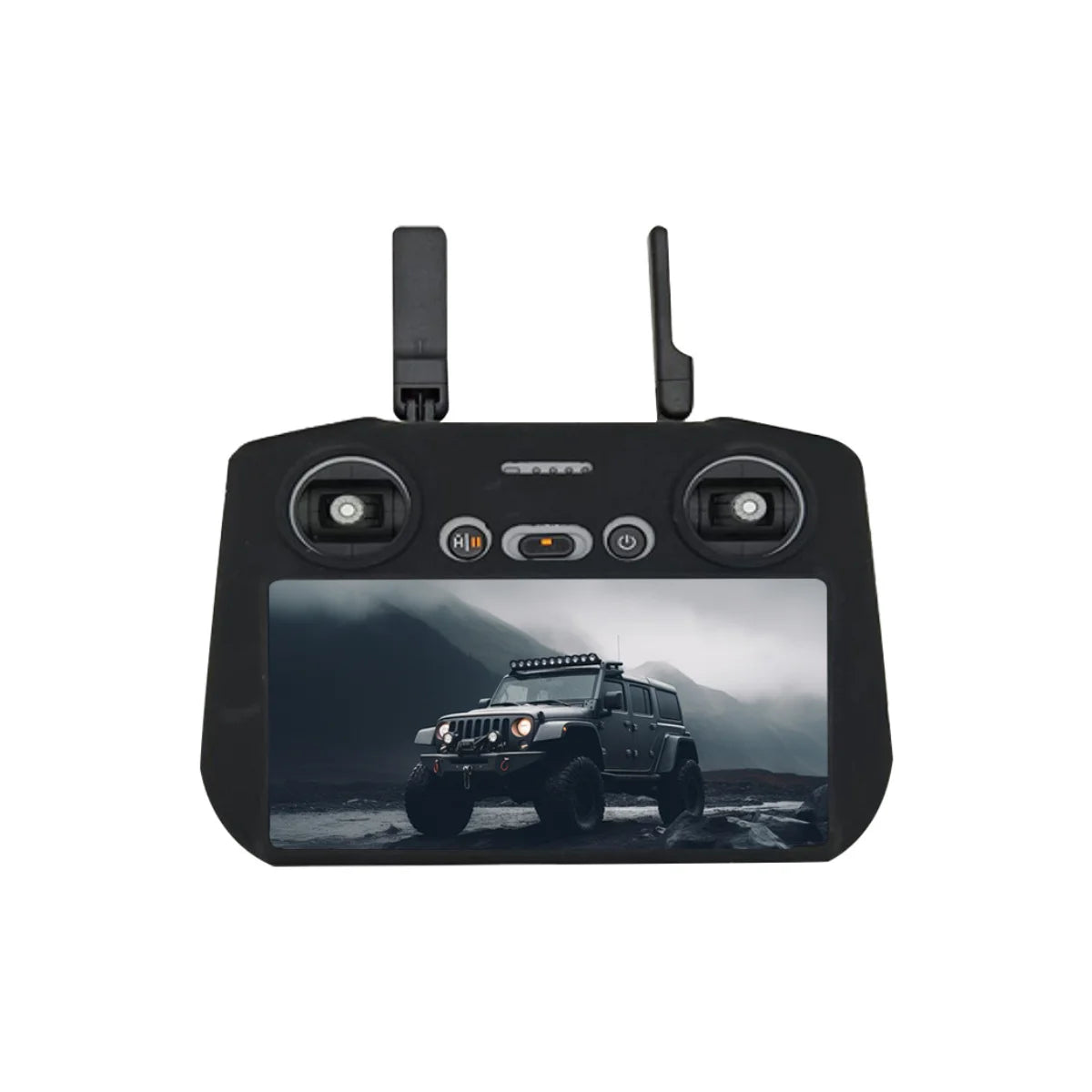 Professional matte black silicone case for DJI RC 2 with precision screen cutout.