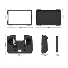 Technical dimensions and set components for DJI RC Pro 2 protective cover.