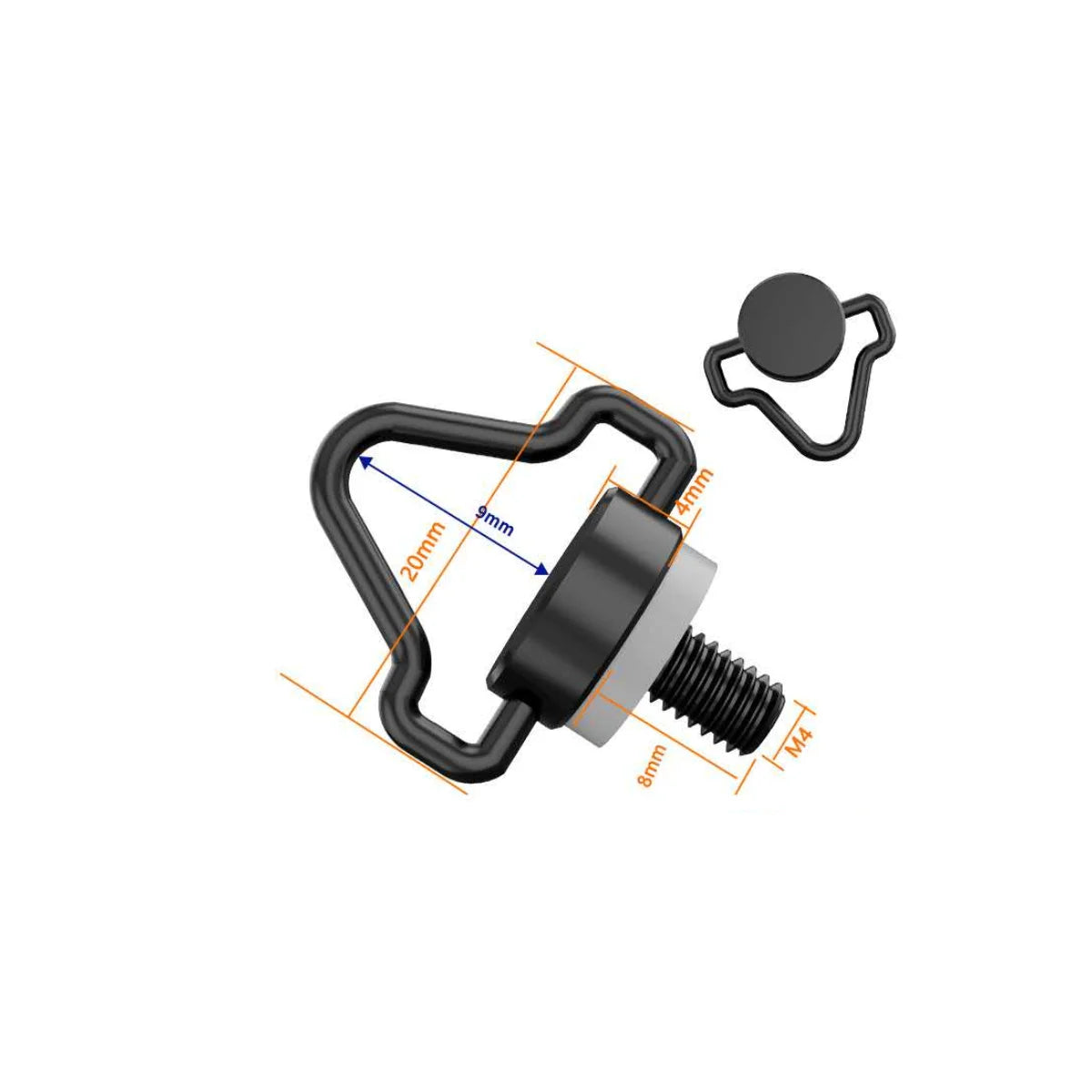 Size chart for the matte black DJI RC series controller screw.