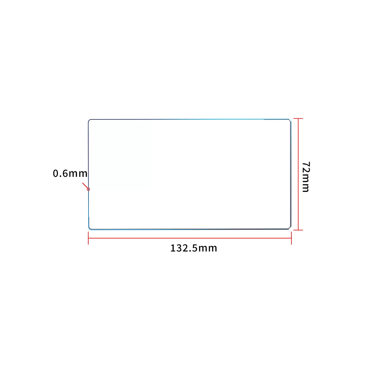 Technical dimensions and size specifications for DJI RC and RC2 tempered glass.
