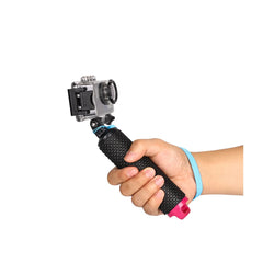 Floating selfie stick with safety wrist strap for water sports