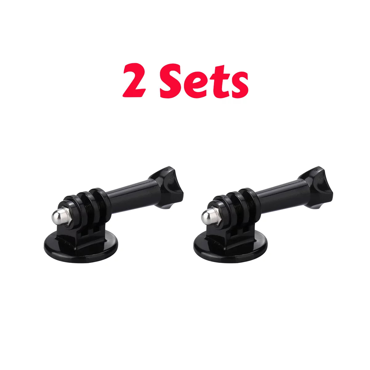 Set of 2 universal adapters for dual action camera setups.