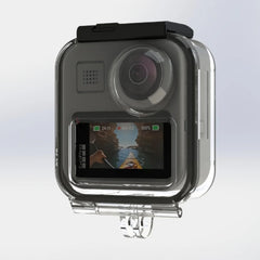 GoPro MAX camera installed inside the AeroFocus waterproof housing.