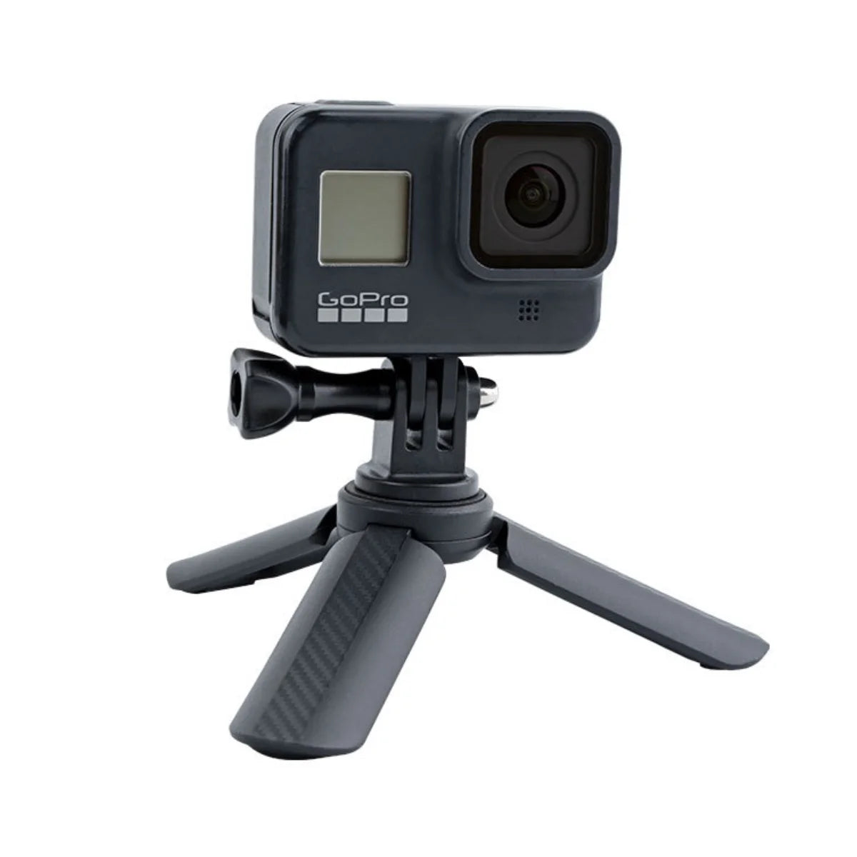 GoPro Hero camera mounted on the STARTRC portable mini tripod.