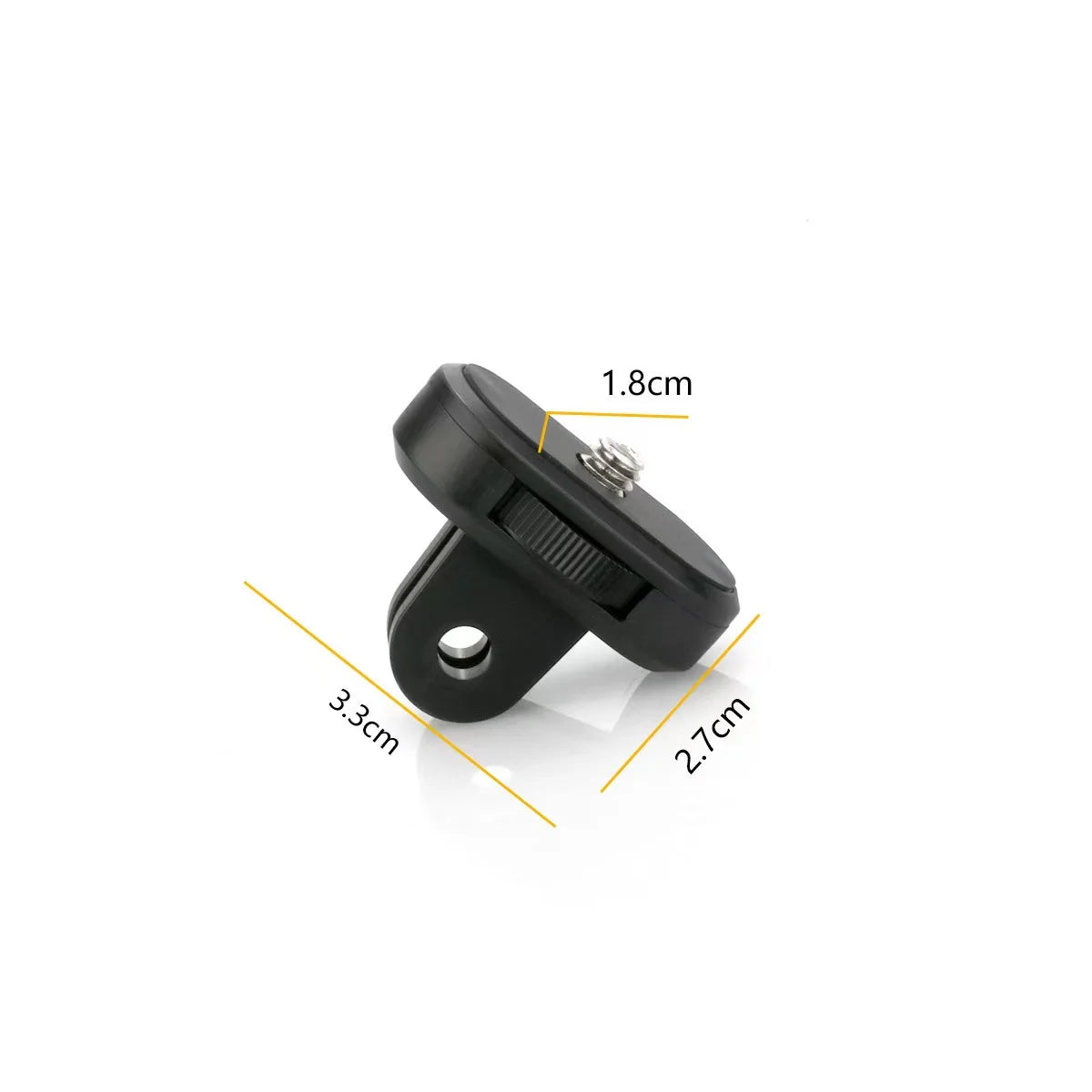 Product size 36x38mm and technical dimensions for the GoPro tripod adapter.