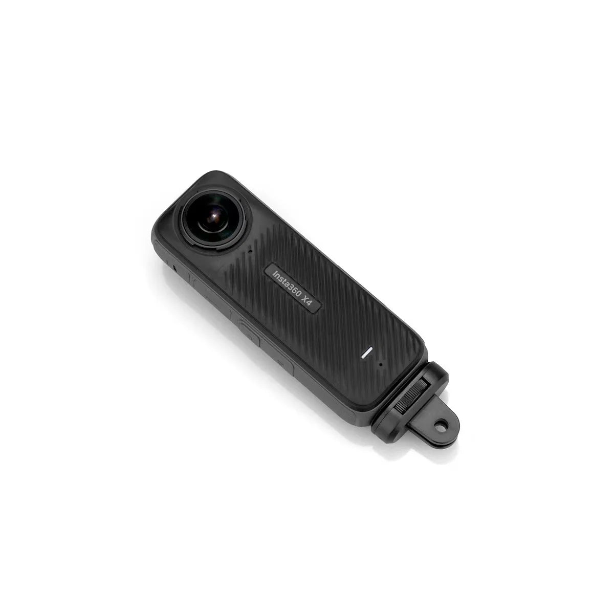 Insta360 X4 camera connected to a tripod using the 1/4 screw adapter.
