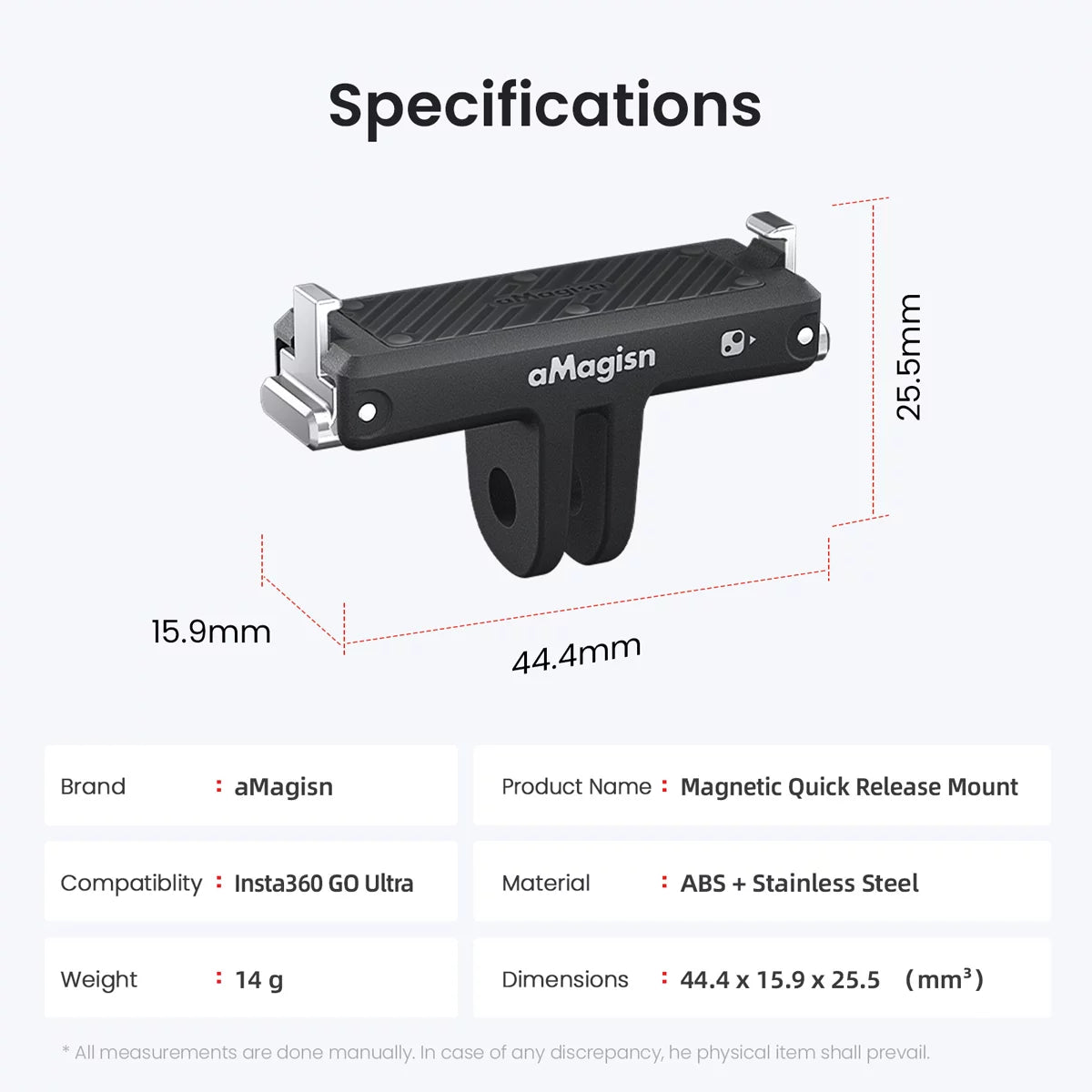 Technical dimensions and size specifications for GO Ultra magnetic base.